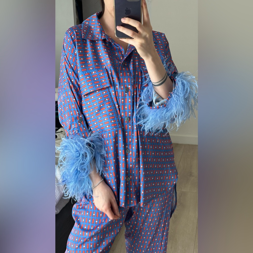 Real feathers blazer set